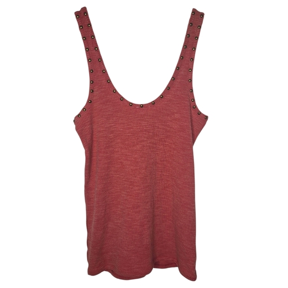 POL Womens Boho Ribbed Studded Scoop Neck Tank Top Size Large - Picture 2 of 6